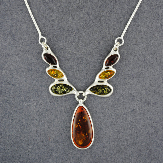 Multi Amber Teardrops Necklace
