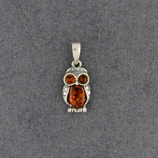Amber Small Owl Pendant