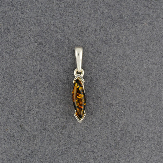 Green Amber Small Marquis Pendant