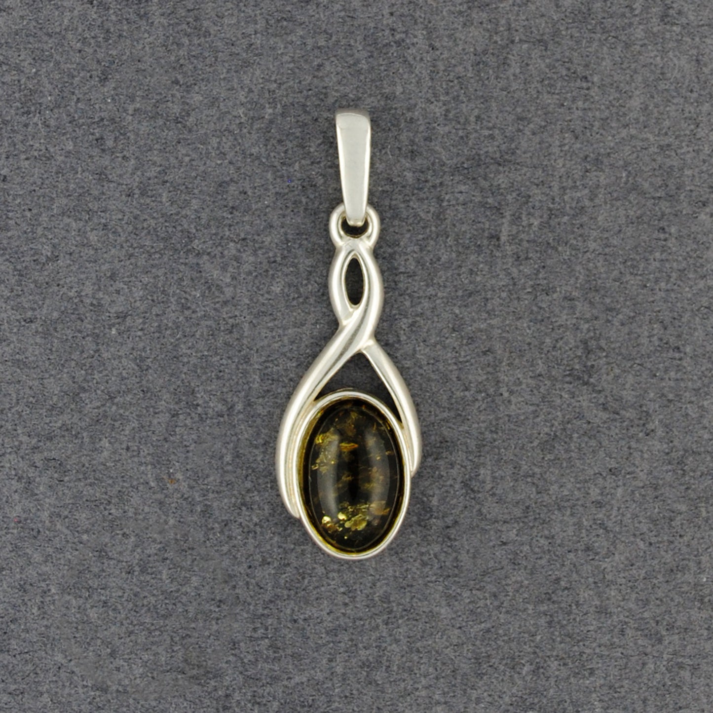 Green Amber Oval Drop Pendant