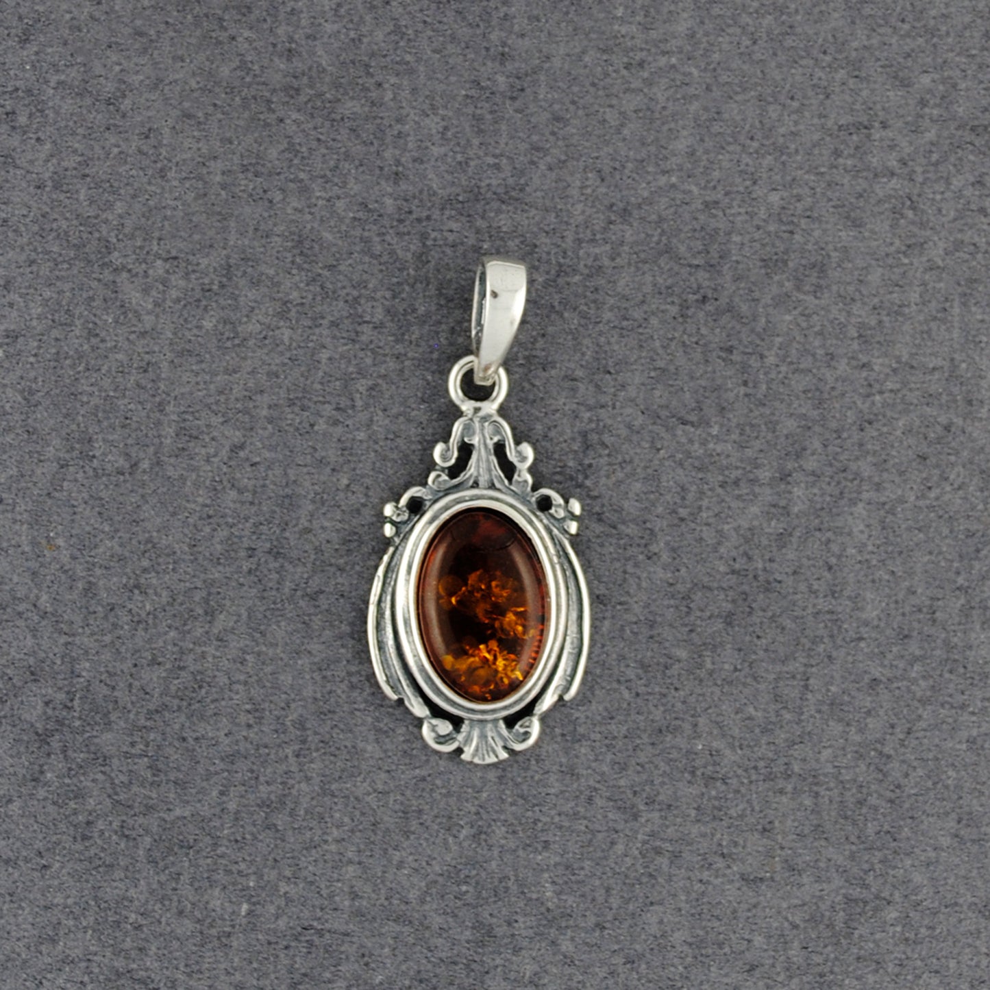 Amber Ornate Oval Pendant
