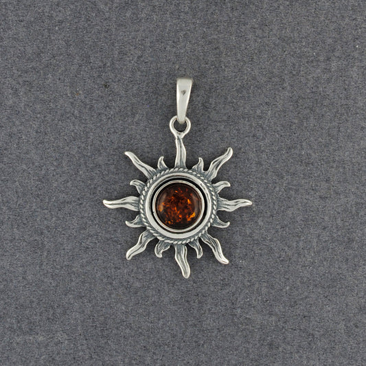 Amber Detailed Bezel Sun Pendant