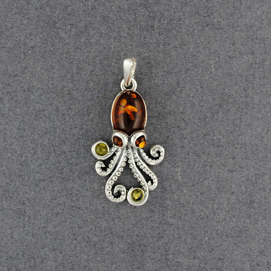 Amber Octopus Pendant