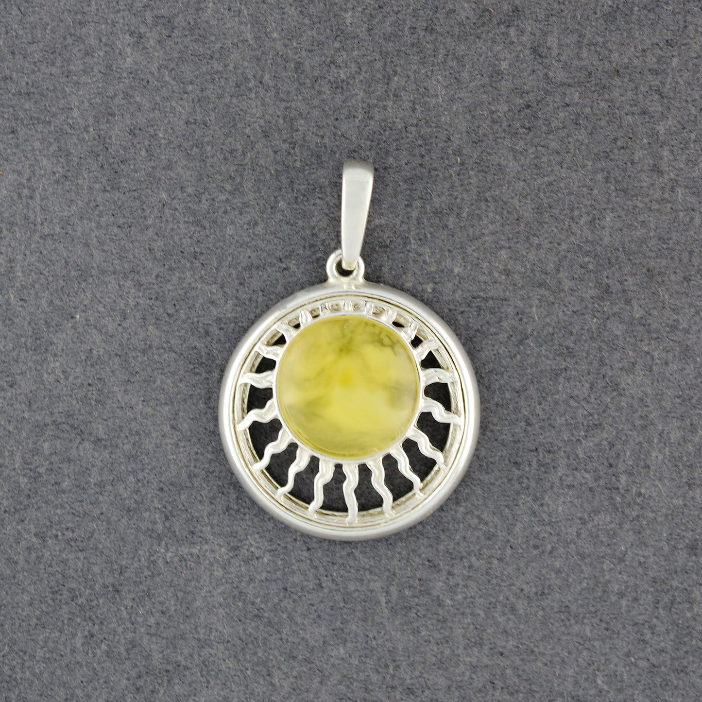 Butterscotch Amber Sun in Circle Pendant