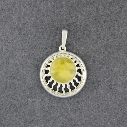 Butterscotch Amber Sun in Circle Pendant