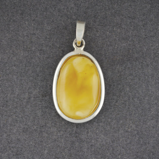 Butterscotch Amber Oval Bezel Pendant