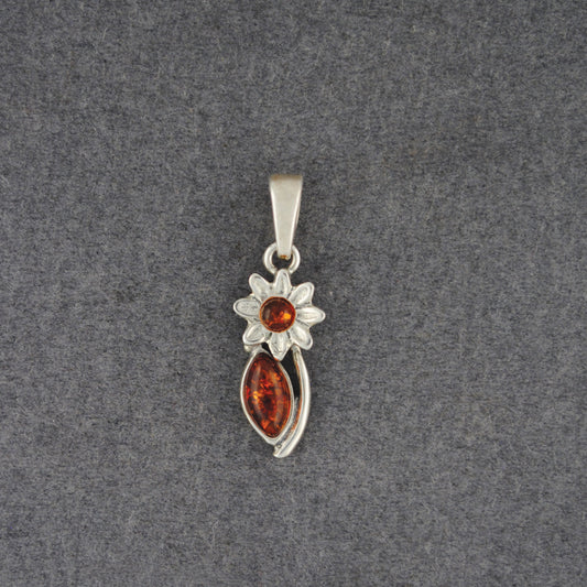 Amber Flower Marquis Pendant