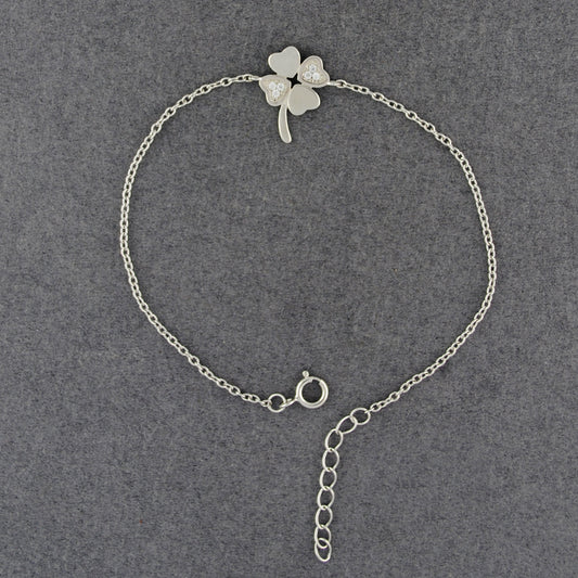 Sterling Silver CZ Clover Bracelet