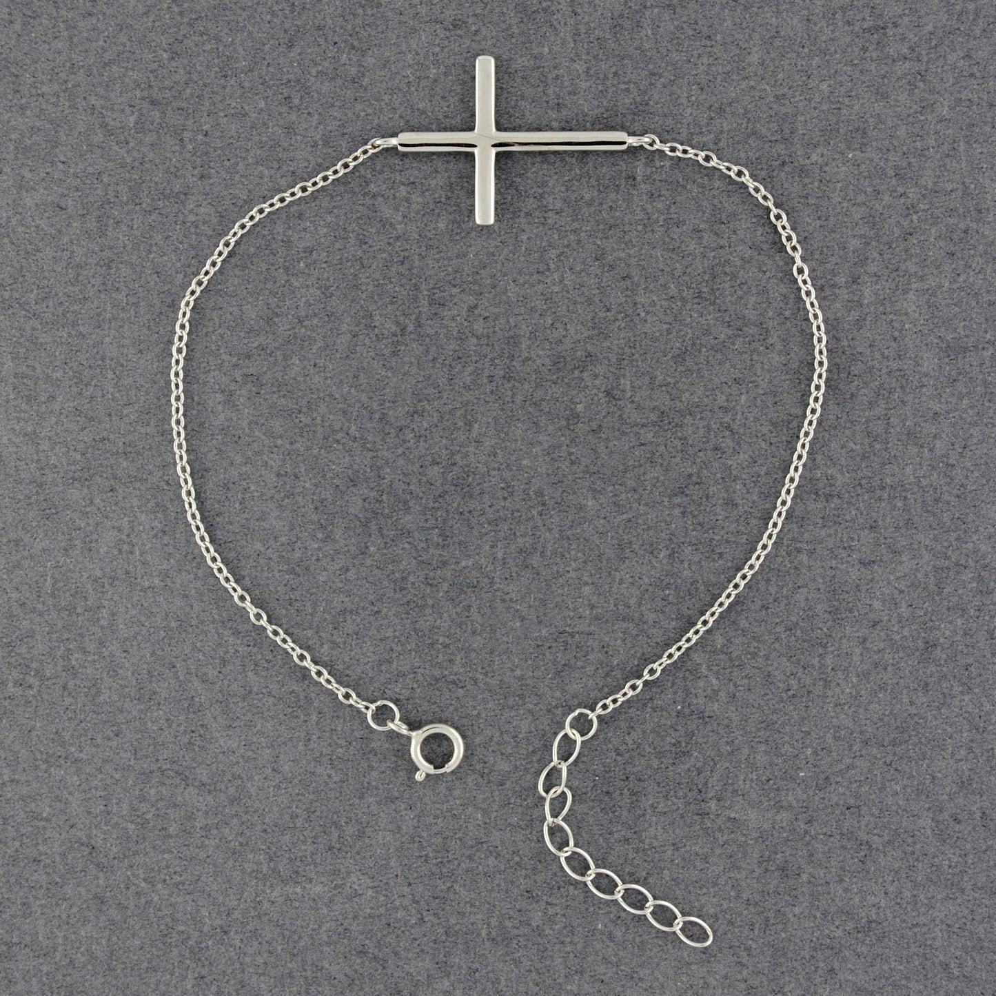 Sterling Silver Sideways Cross Bracelet