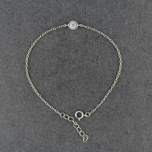 Sterling Silver CZ Solitaire Bracelet