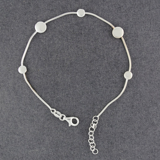 Sterling Silver Discs on Snake Chain Bracelet