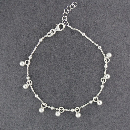 Sterling Silver Dangling Spheres Bracelet