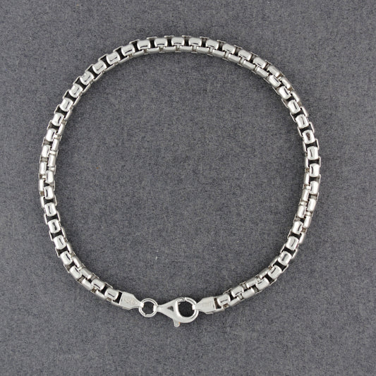Sterling Silver Men's Italian Round Box Bracelet