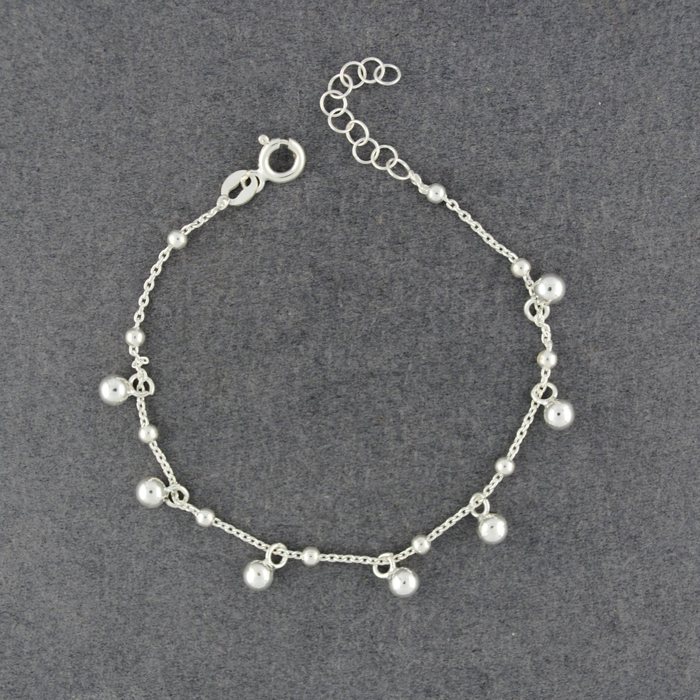 Sterling Silver Dangle Beaded Bracelet