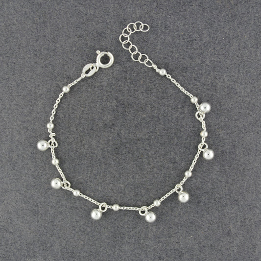 Sterling Silver Dangle Beaded Bracelet