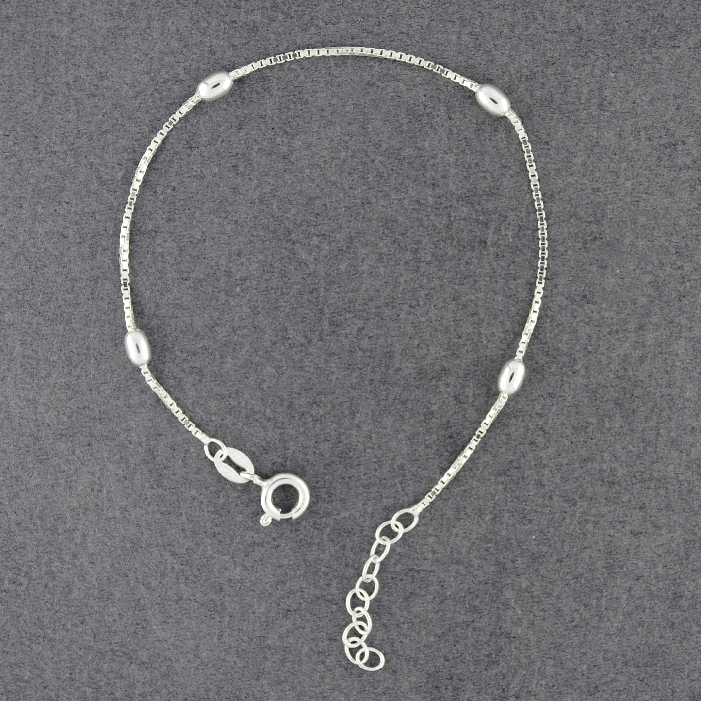 Sterling Silver Oval Bead Bracelet