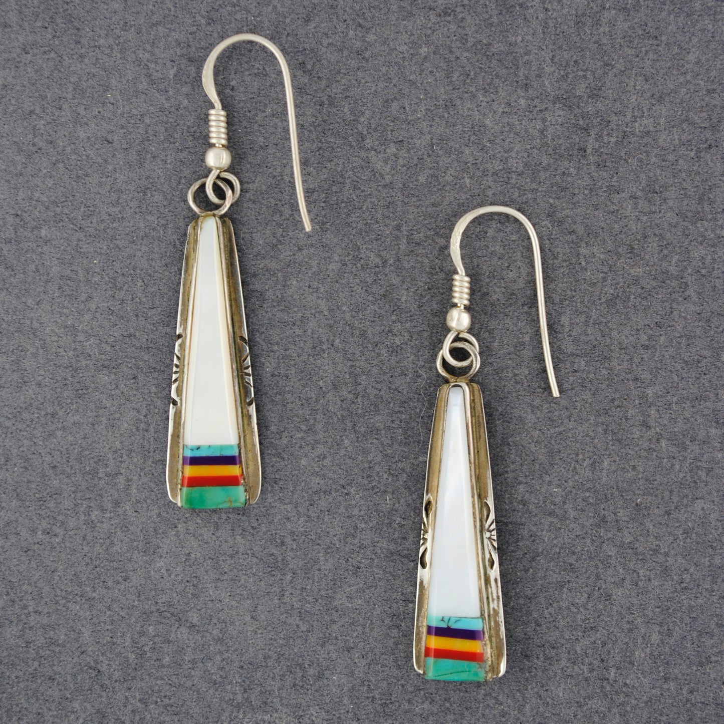 Native American Mother of Pearl & Stone Earrings