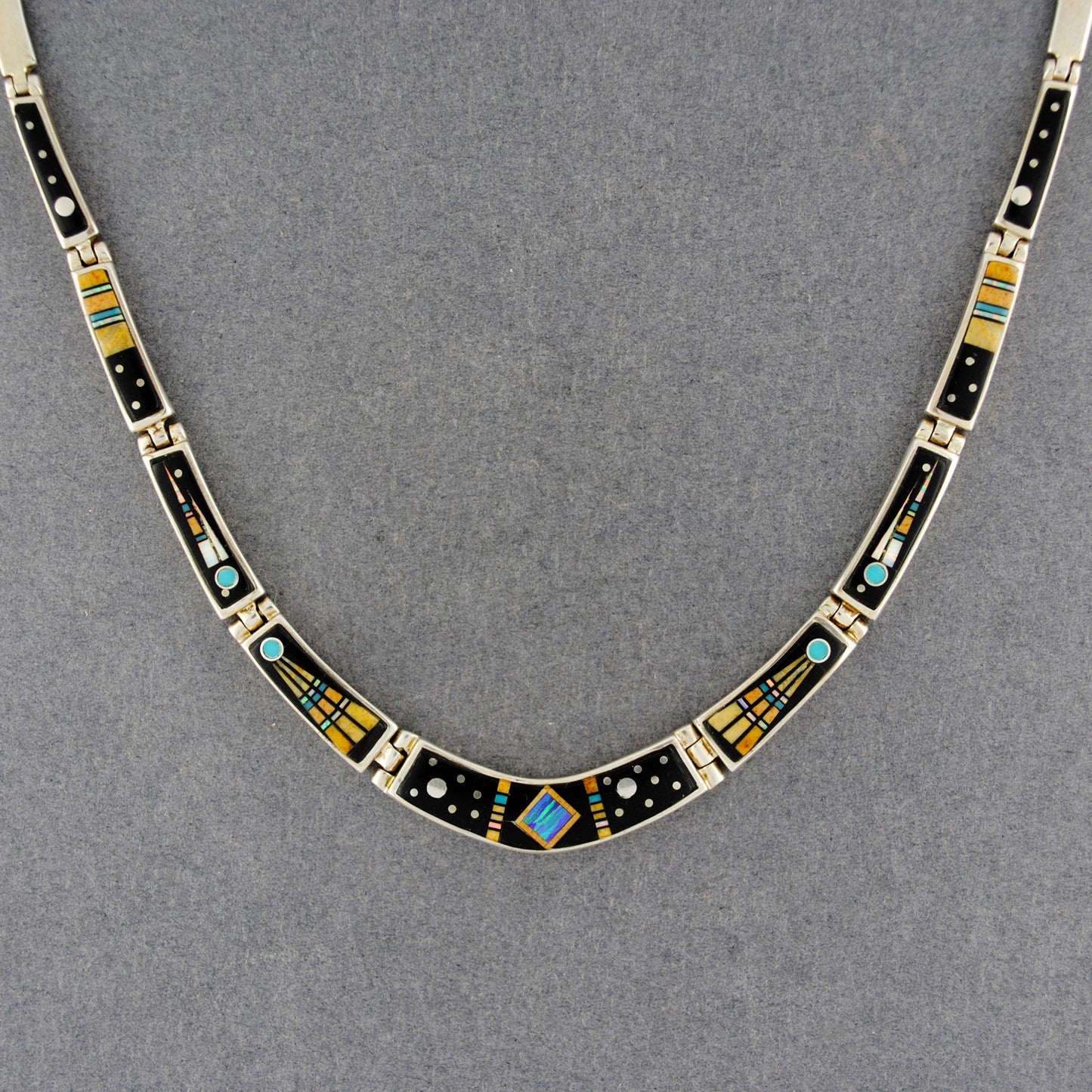 Navajo Onyx Opal & Turquoise Earring and Necklace Set