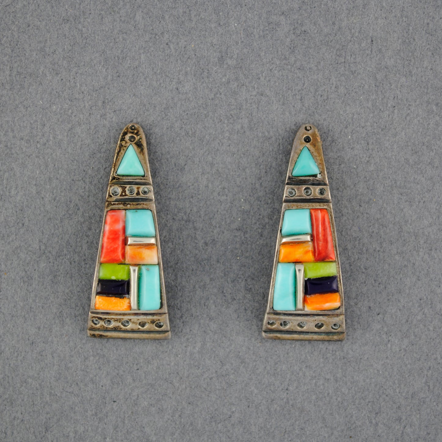 Native American Multi Stone Inlay Earring and Necklace Set