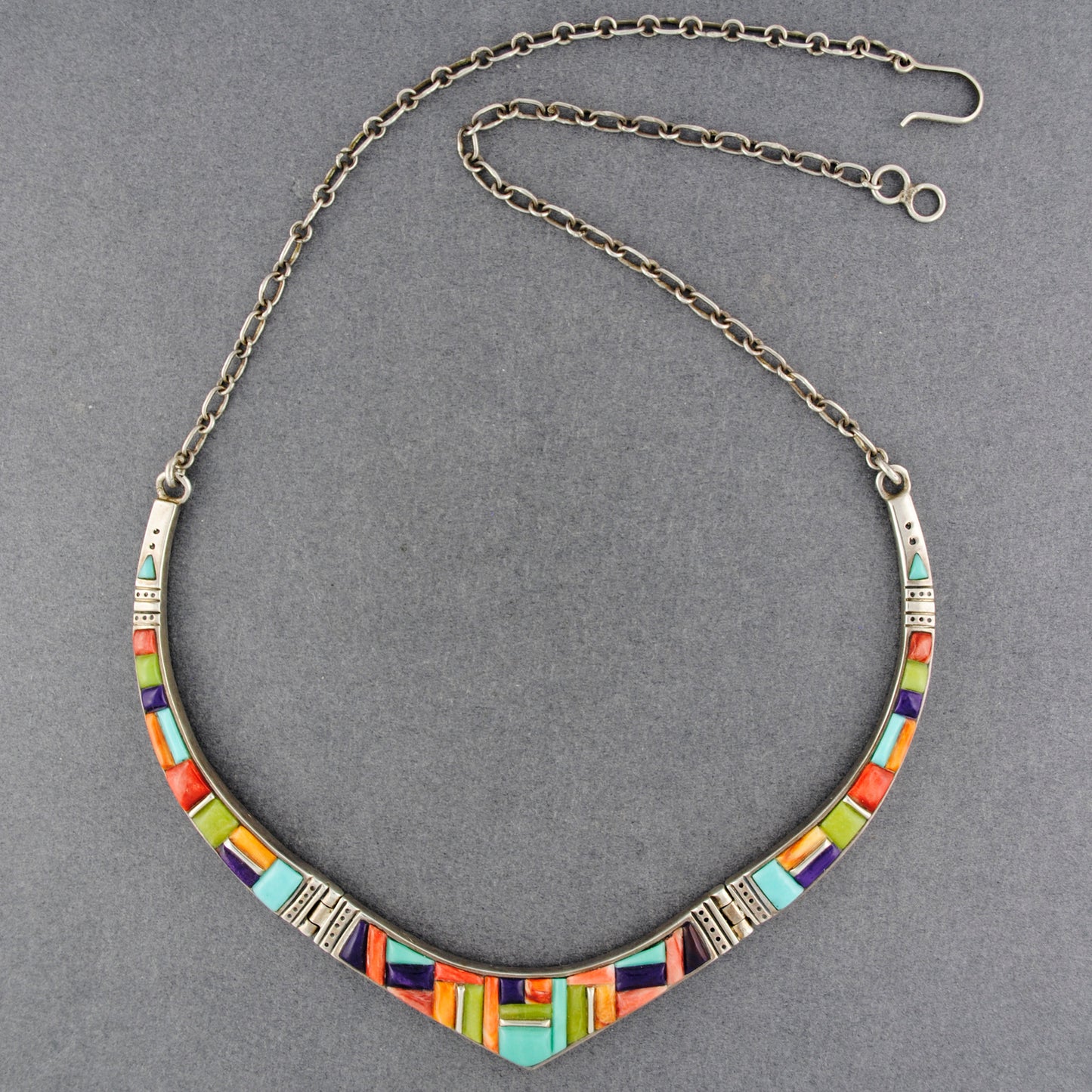 Native American Multi Stone Inlay Earring and Necklace Set
