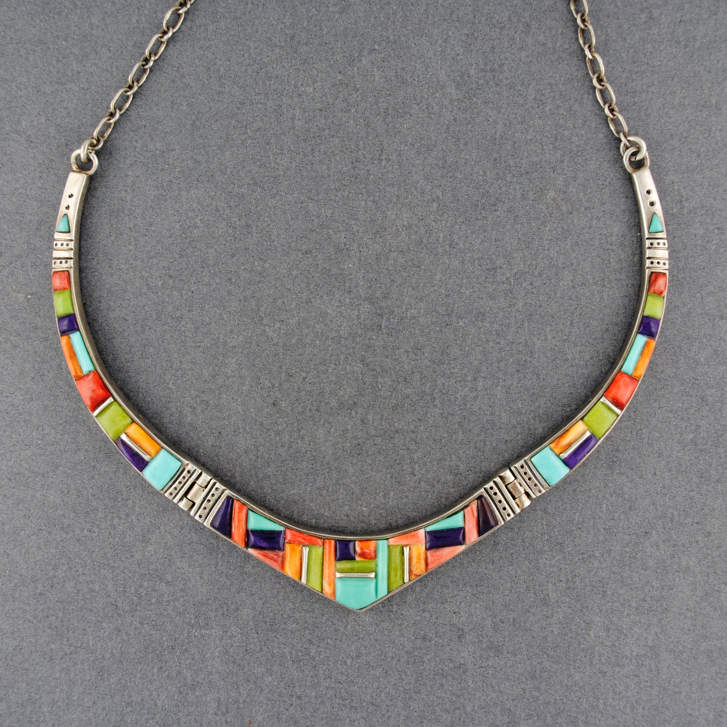 Native American Multi Stone Inlay Earring and Necklace Set