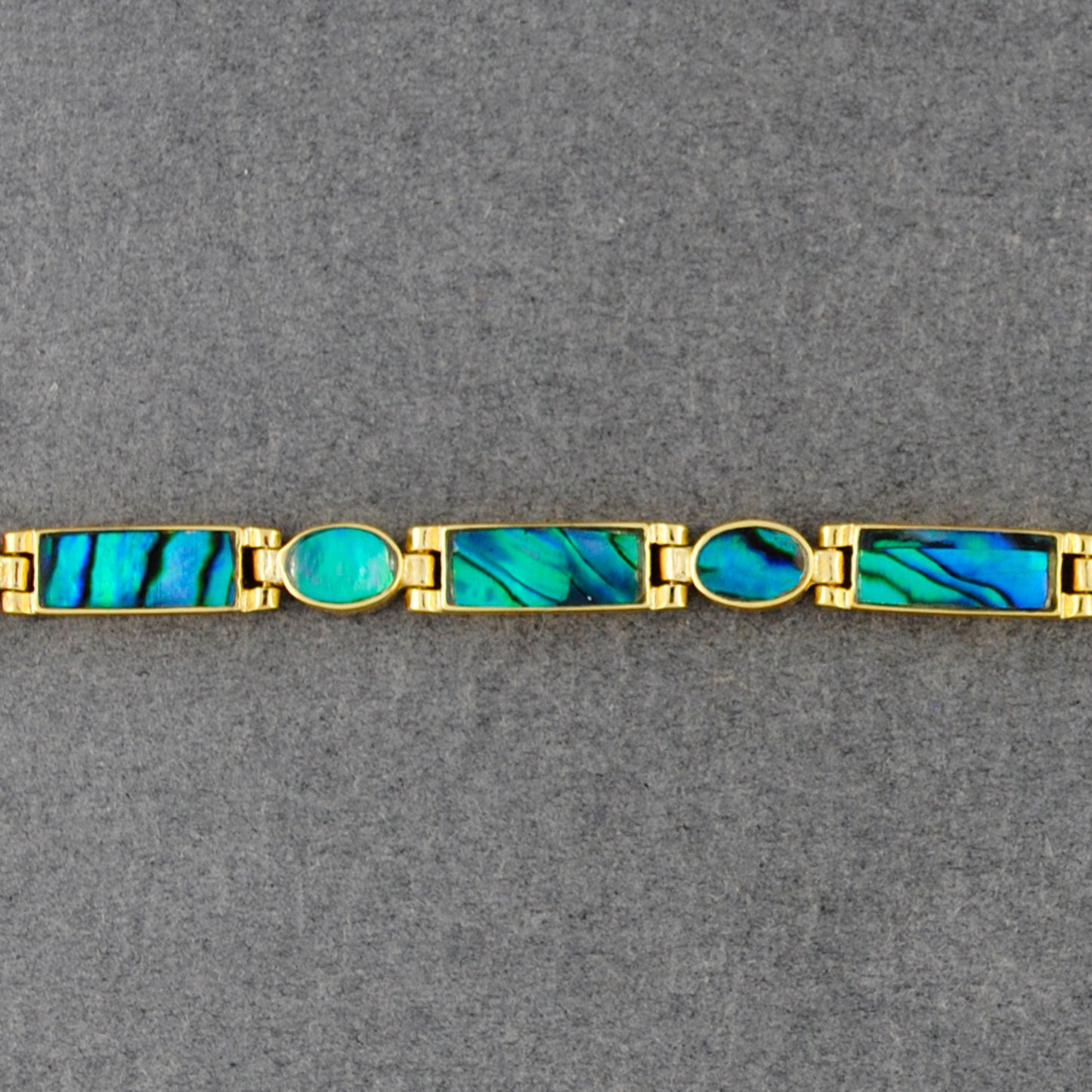 Gold Vermeil Paua Oval & Rectangle Link Bracelet