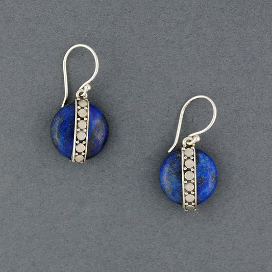 Lapis Dotted Circle Earrings