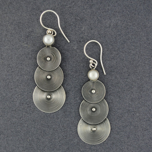 Pearl with Silver Circles Earrings