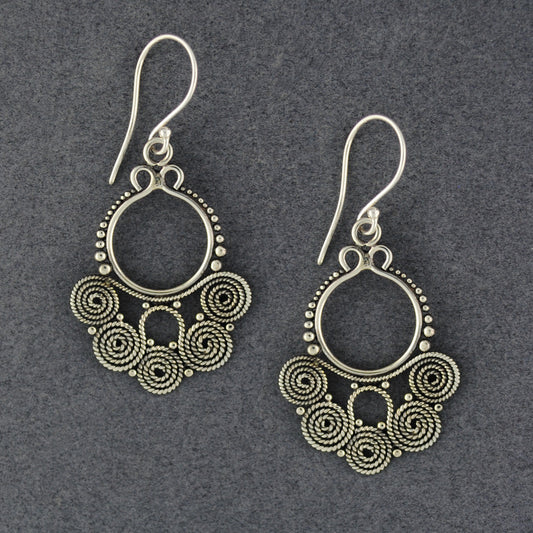 Sterling Silver Dots and Spirals Earrings