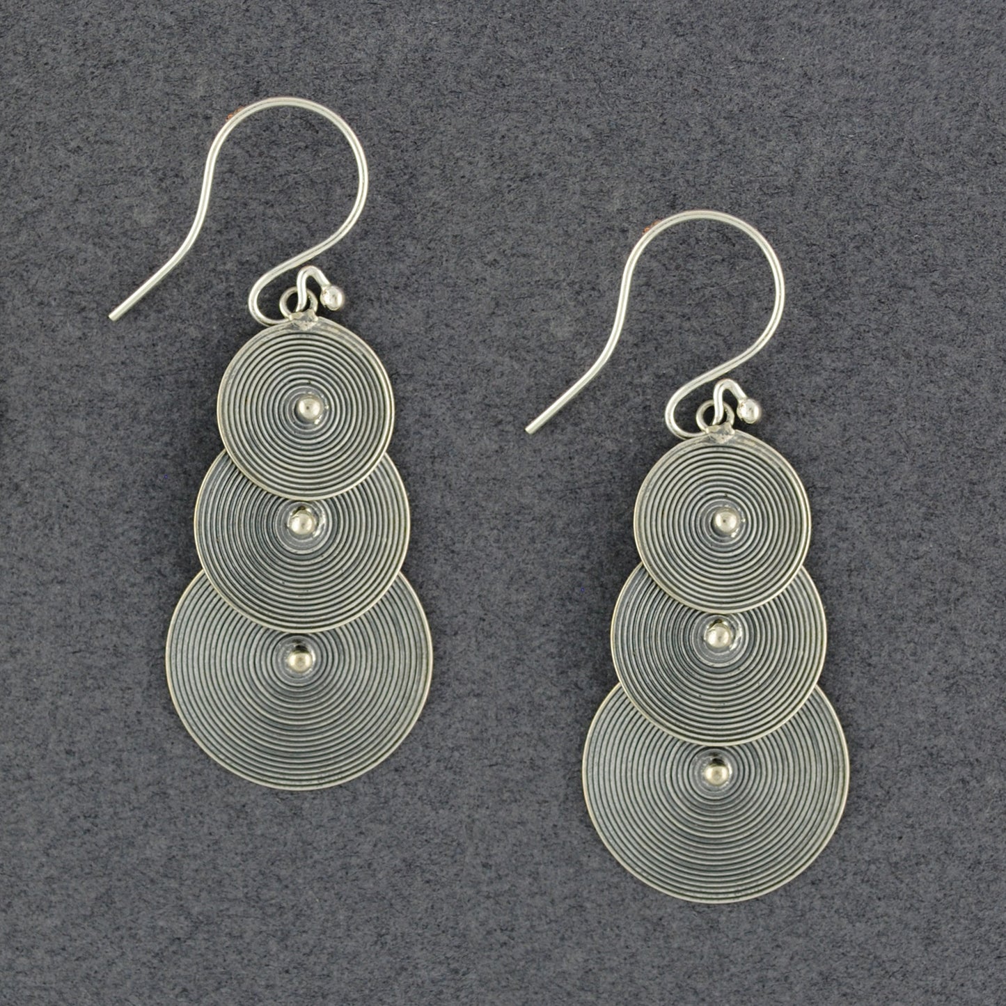 Sterling Silver 3 Lined Circle Earrings