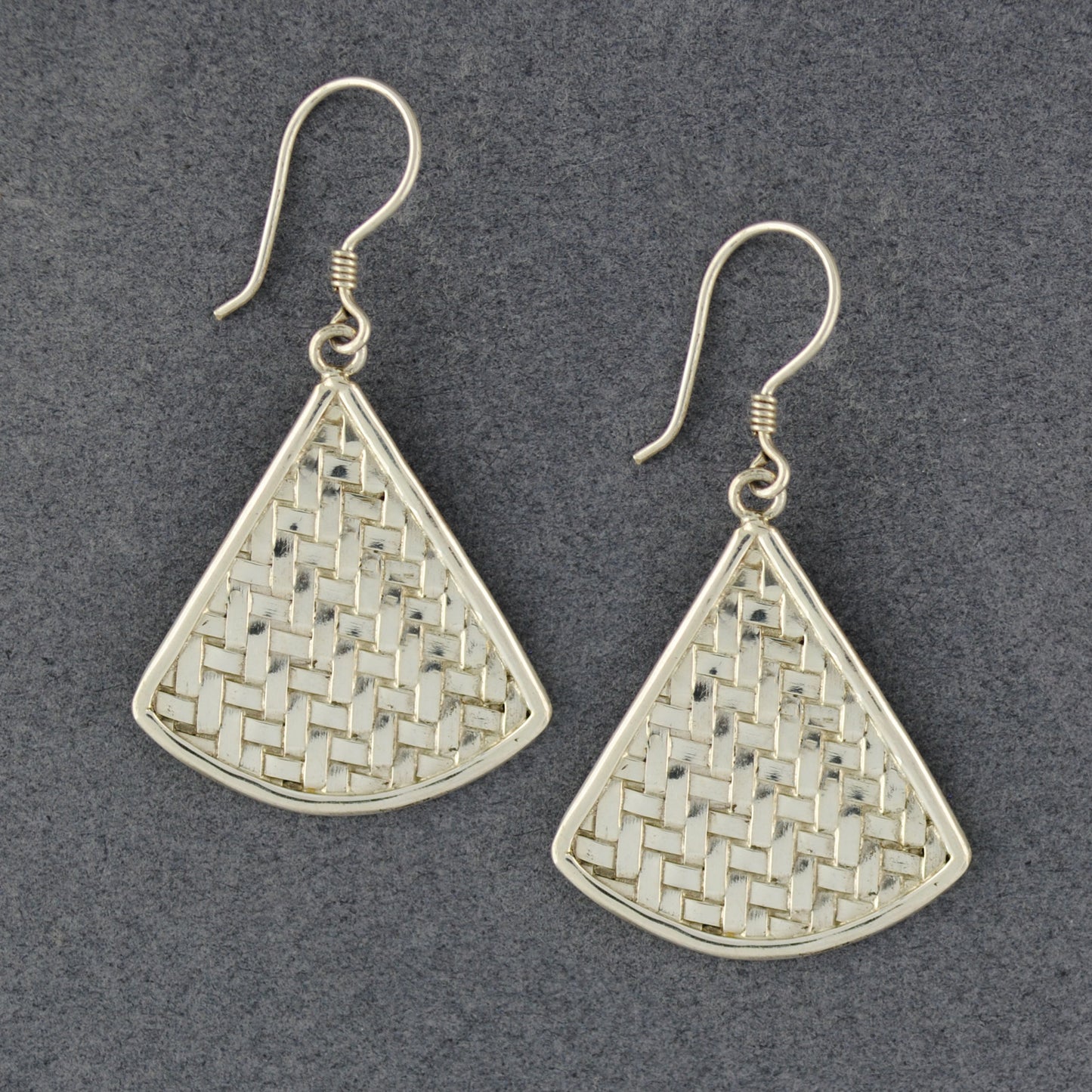 Sterling Silver Woven Triangle Earrings