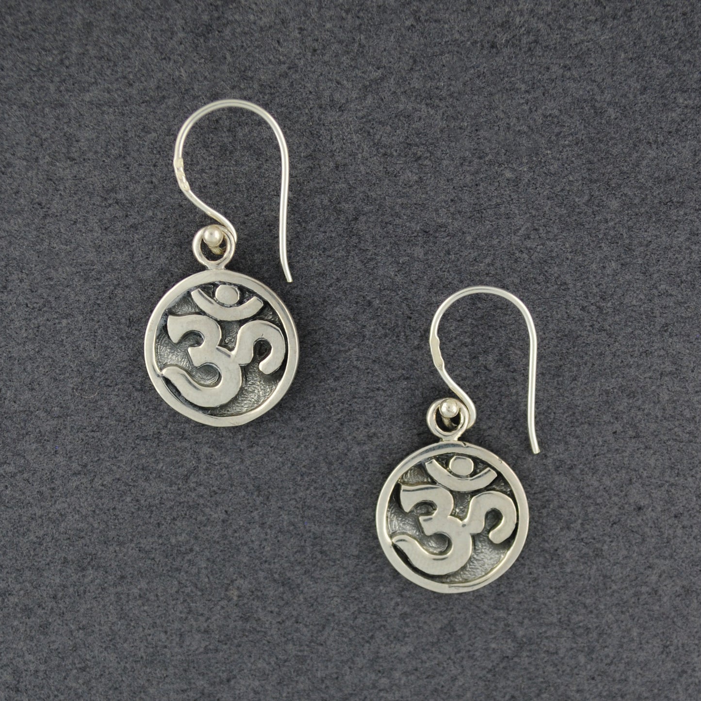 Sterling Silver Om Disc Earrings