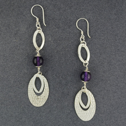 Amethyst Oval Dangle Earrings