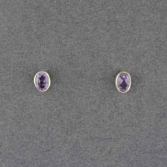 Amethyst Oval Post Earrings