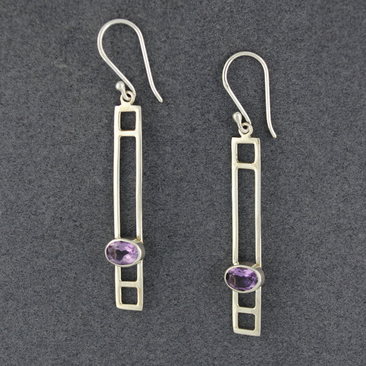 Amethyst Goemetric Dangle Earrings