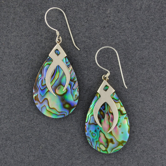 Abalone Crossing Lines Teardrop Earrings