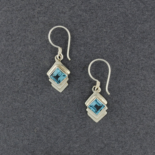 Blue Topaz Diamond Shape Earrings