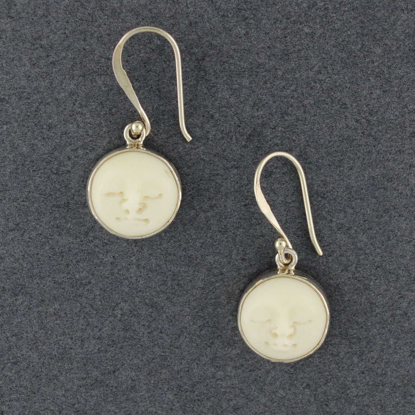 Bone Moonface Small Dangle Earrings