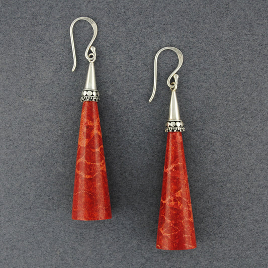 Coral Large Dotted Cone Earrings