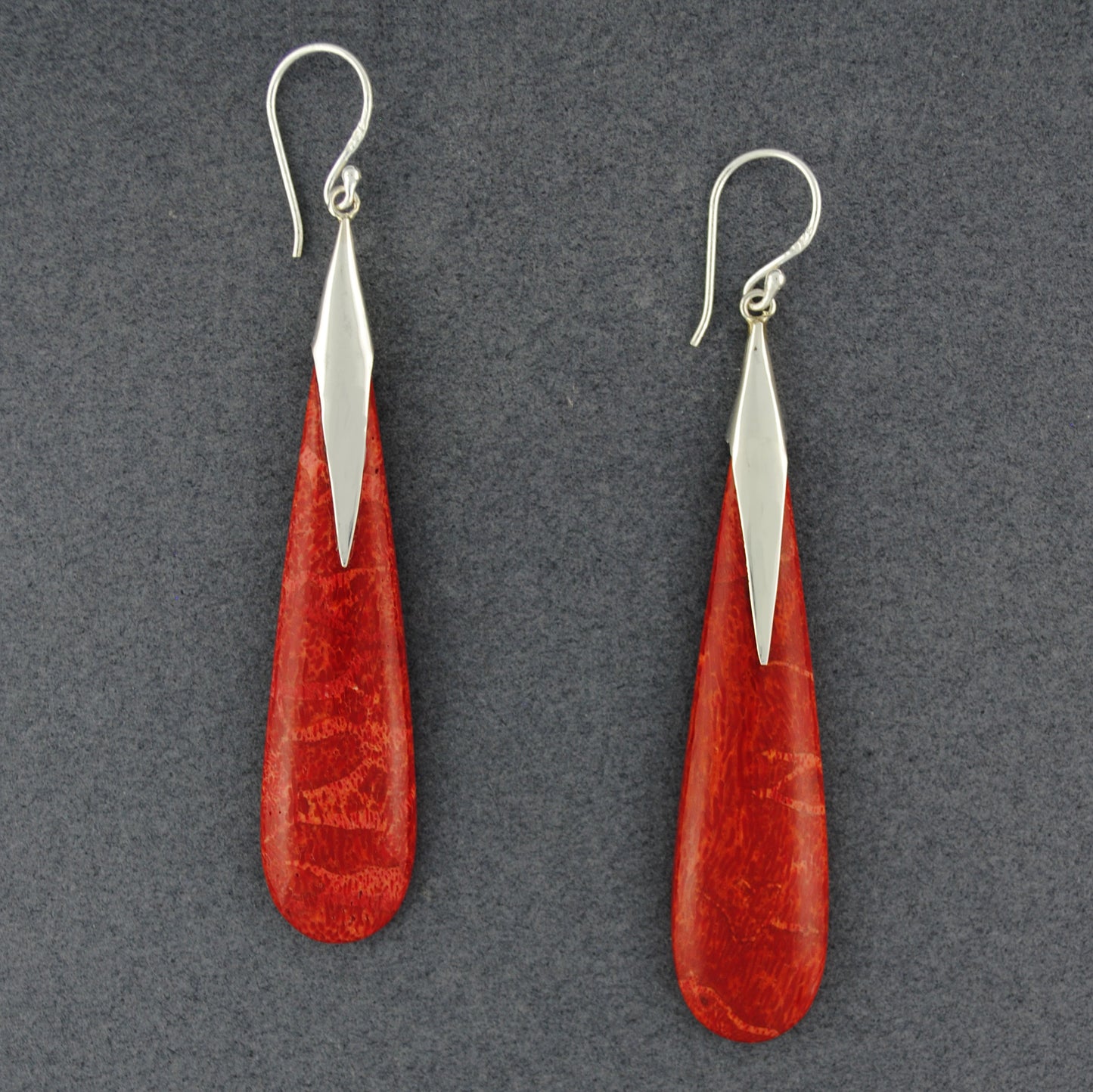 Coral Long Teardrop Earrings