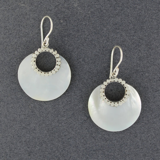 Mother of Pearl Dotted Open Circle Earrings