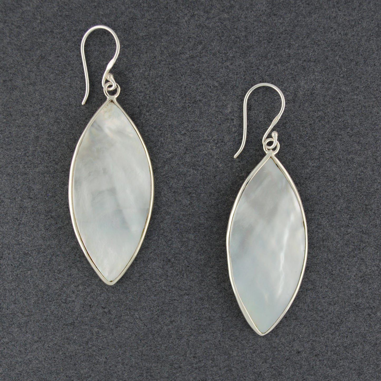 Mother of Pearl Bezel Pointed Drop Earrings