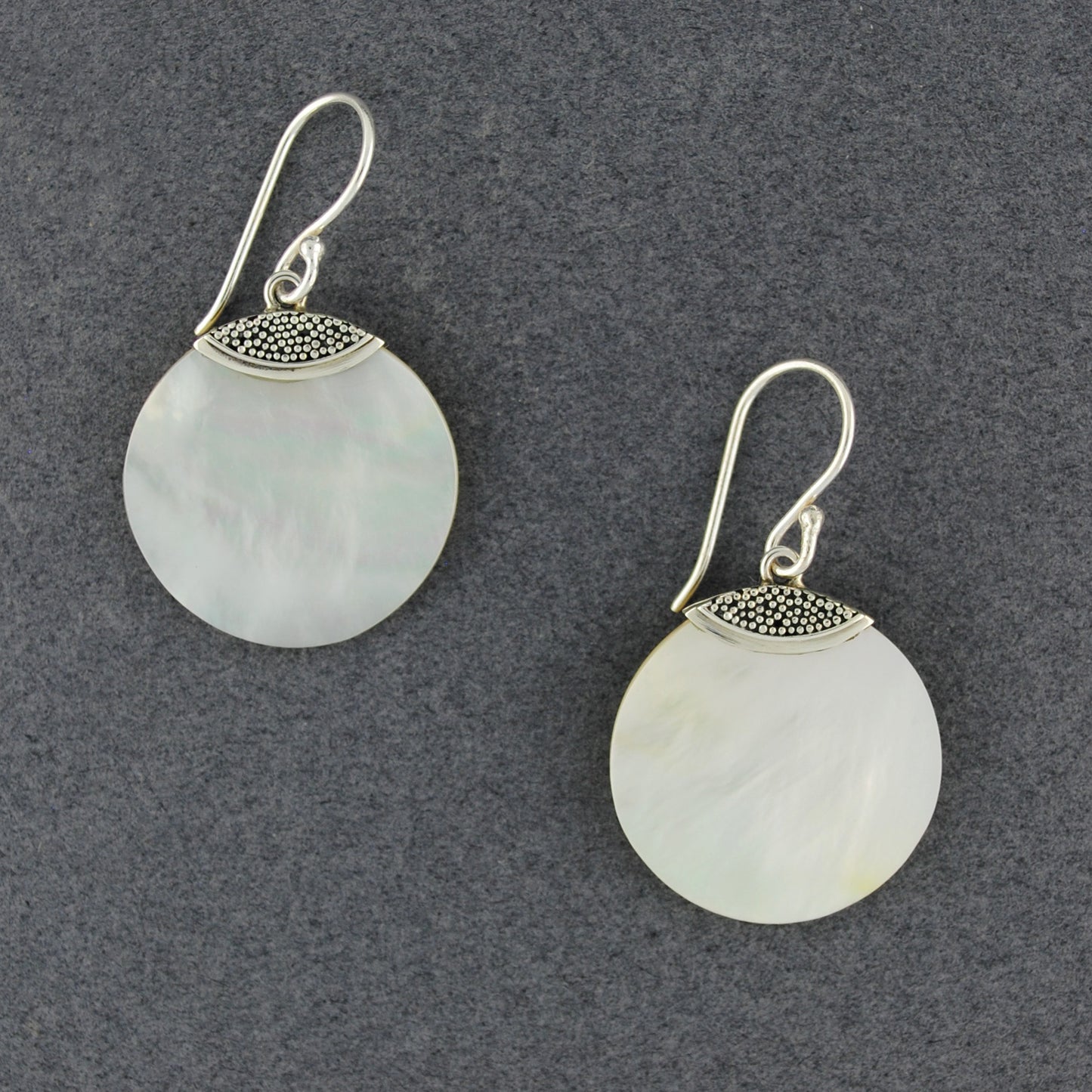 Mother of Pearl Mini Dots Circle Earrings