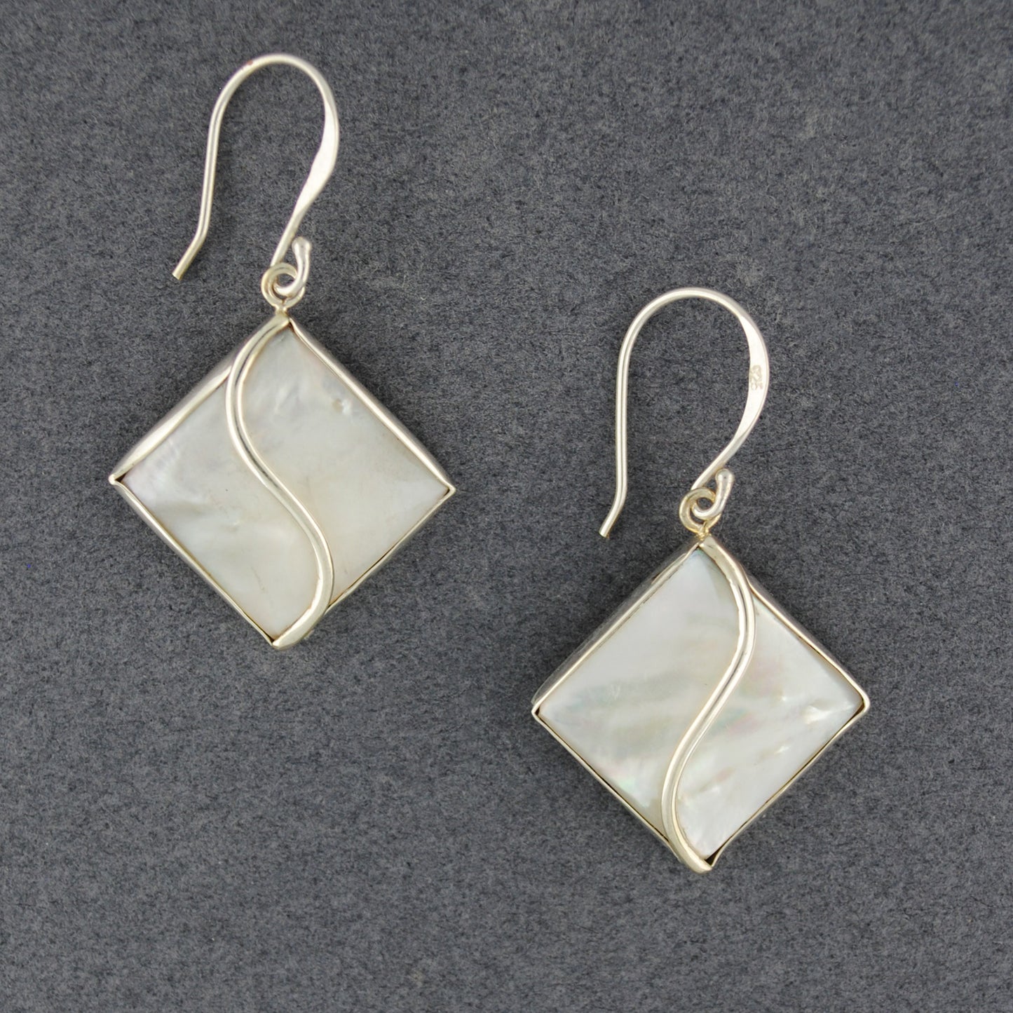 Mother of Pearl Wave Diamond Shape Earrings