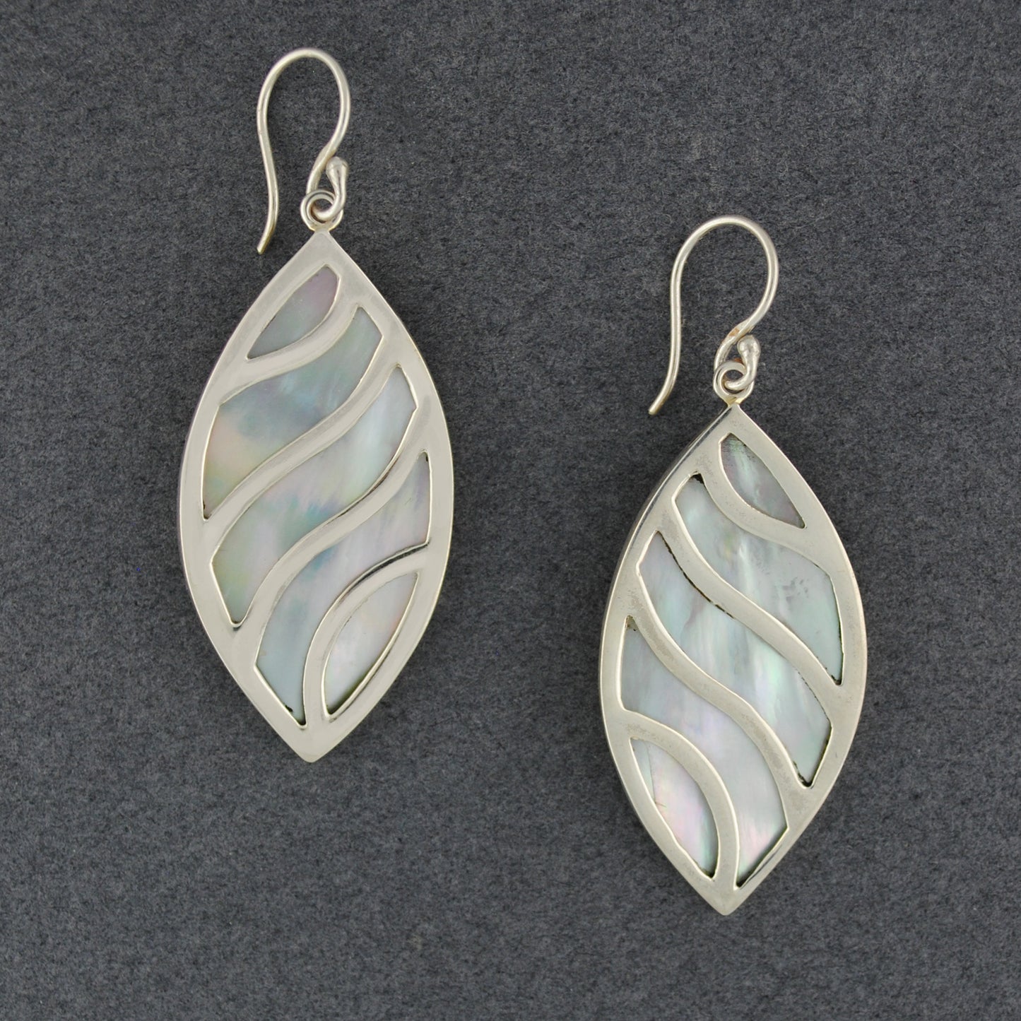 Mother of Pearl Pointed Drop with Waves Earrings