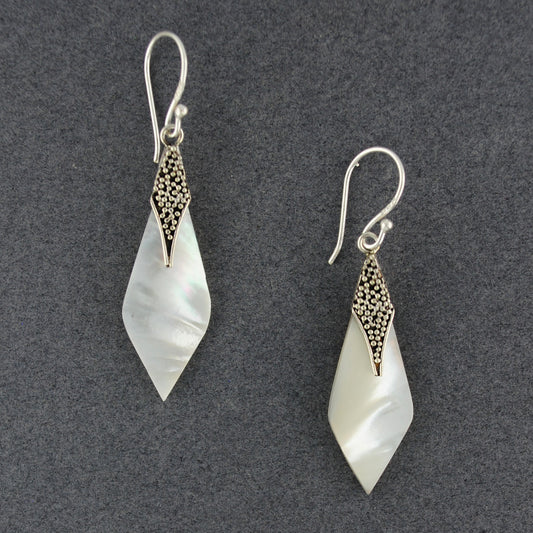 Mother of Pearl Mini Dots Pointed Drop Earrings