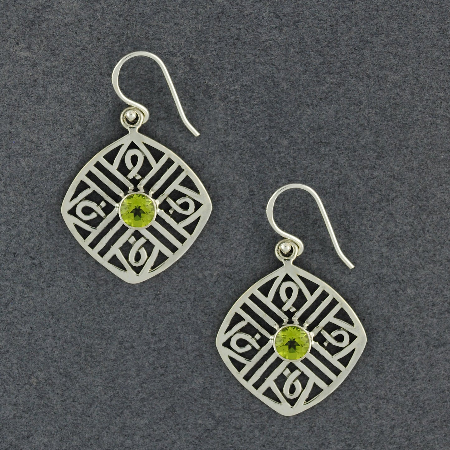 Peridot Shield Earrings