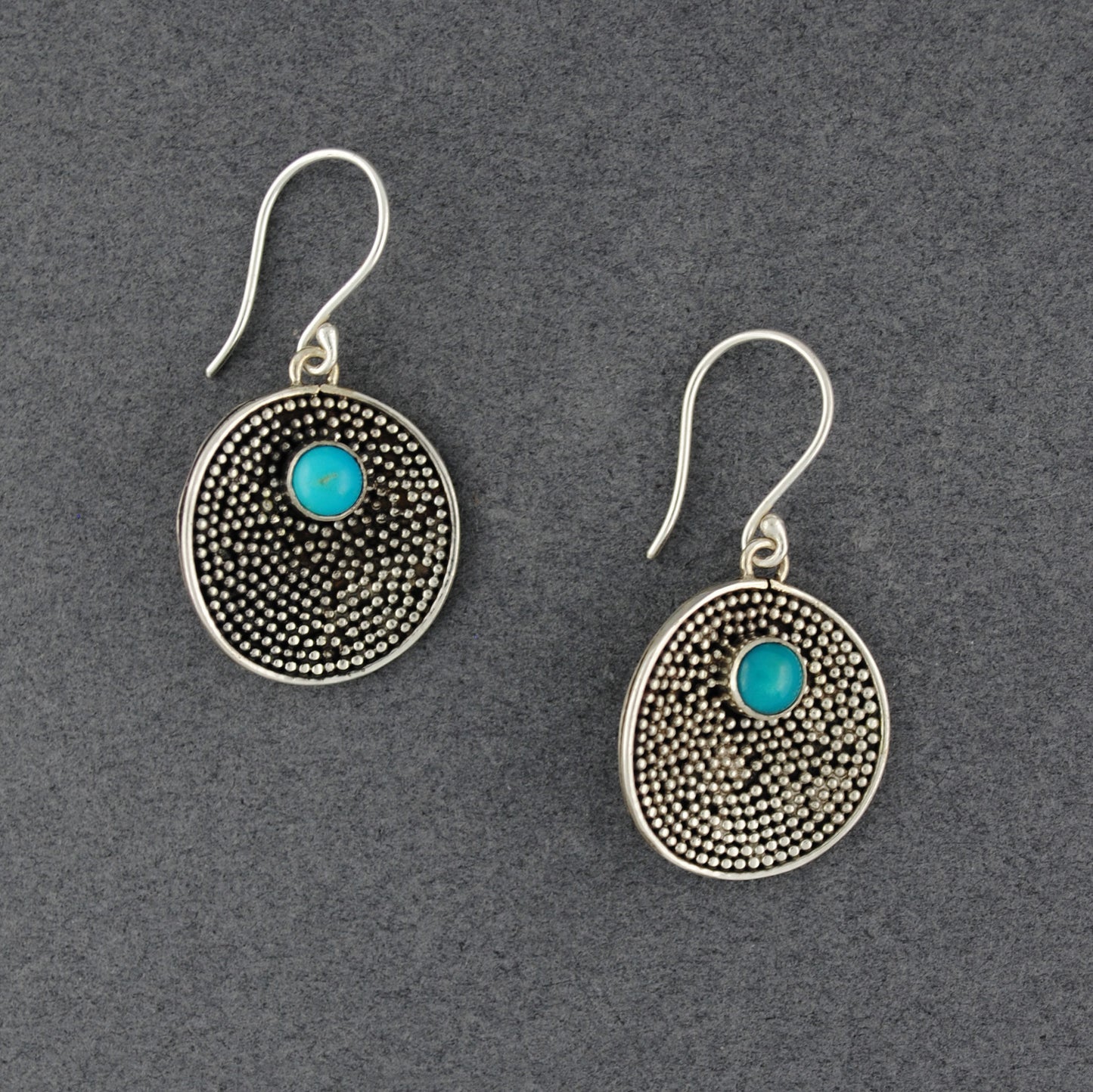 Turquoise Dotted Circle Earrings