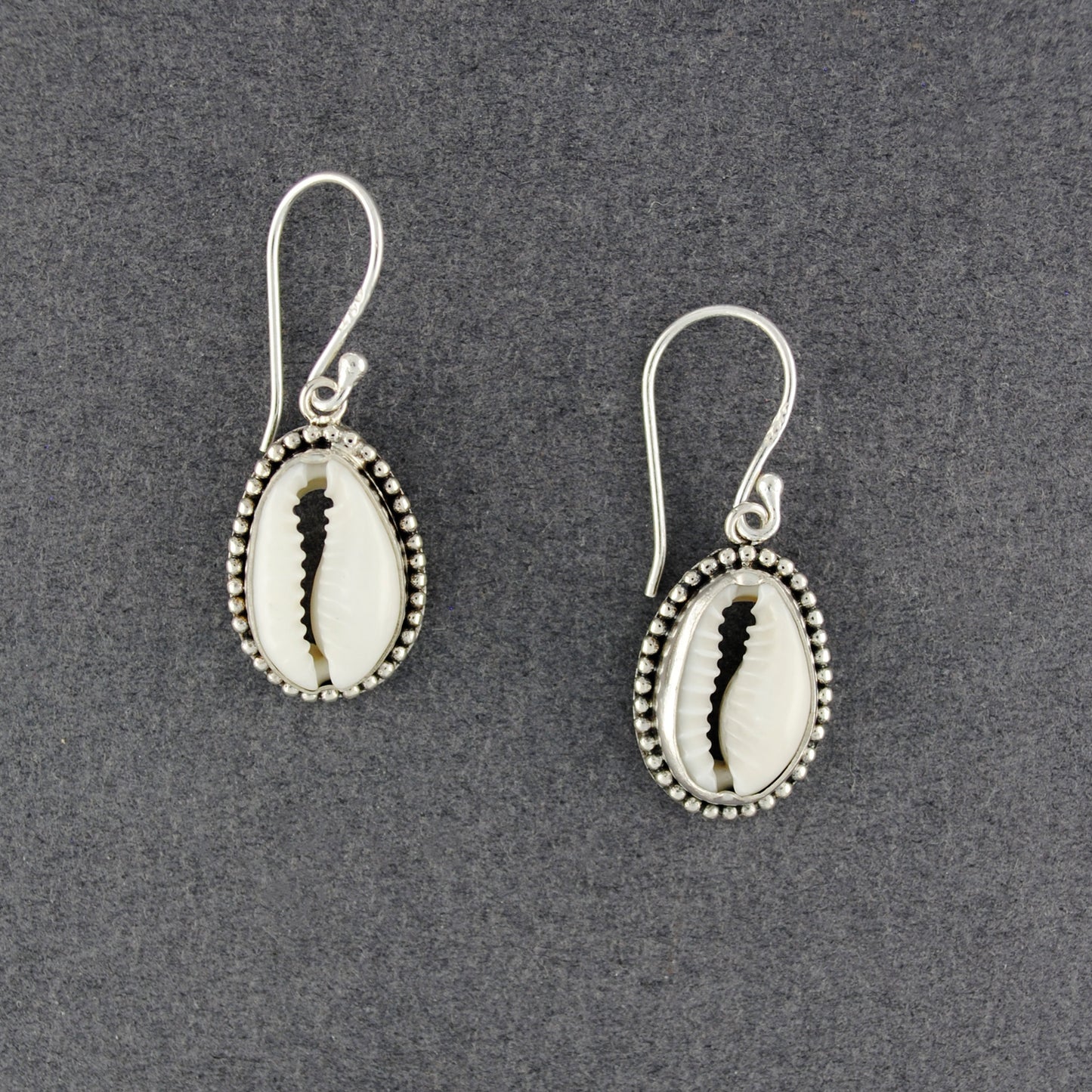 Cowrie Shell Dotted Bezel Earrings