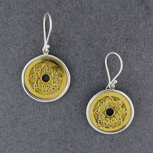 Sterling Silver & Brass Medallion Earrings